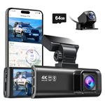 REDTIGER F7N 4K Dual Dash Cam with 64GB Card, Built-in WiFi GPS Front 4K/2.5K and Rear 1080P Dual Dash Camera for Cars,3.18 inch Display,170 Deg Wide Angle Dashboard Camera Recorder,Support 256GB Max