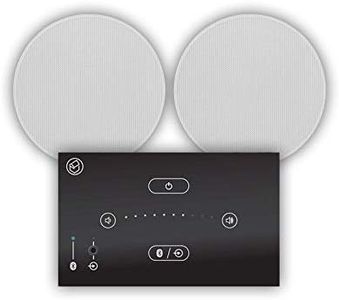 Systemline E50 Bluetooth Ceiling Speaker System with Touch Gesture Wall Amplifier and 2x Q Acoustics Qi65CB 6.5" In-Ceiling Speakers for Home Audio, Kitchens & Bathrooms