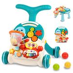 Sisliya Baby Sit to Stand Learning Walkers & Activity Table, 2 in 1 Early Education Activity Center, Cute Seals Crab Musical Toys Balls for Toddlers Infant Boy Girl 9-18 Months