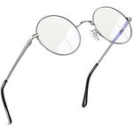 Joopin Blue Light Blocking Glasses for Women Men, Retro Round Clear Lens with Anti Eye strain UV Glare Glasses for Computer Gaming TV（Silver）