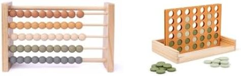 Four in a Row Game and Neutral Boho Abacus. Montessori Toys for Kids - Counting and Math Toys- Table Games