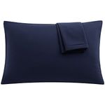 sourcing map 2 Pack Pillow Cases Soft 1800 Series Microfiber Pillowcases Set with Zipper Navy Travel(14"x20")