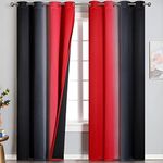 Black and Red 100% Blackout Curtain