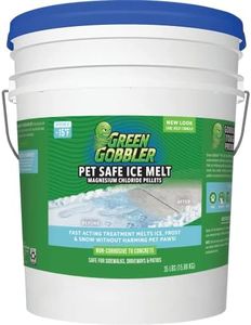 Green Gobbler Pet Safe Ice Melt Effective to -15° Fahrenheit | 15lb Pail | Fast Acting Treatment | Magnesium Chloride Ice Melt Pellets | No Concrete Damage