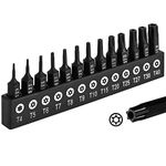 DAKCOS 13-Piece Tamper Proof Torx Bit Set, Premium S2 Alloy Steel Security Star Bits,25mm Long T4 - T40