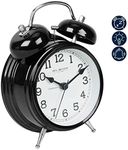 WILLIAM WIDDOP Double Bell Alarm Clock 17.5cm - Black