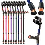 Flexyfoot Shock Absorbing Comfy Grip Double Adjustable Crutch - Improves Safety, Improves Grip, Reduces Shocks & Jarring – Right Handed - Blue