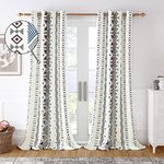 Story@Home Curtains 9 Feet Long Set of 4 100% Cotton Long Door Curtains Canvas Fabric Tieback, Aztec Print, Platinum | 275 cm X 118 cm