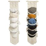 Ball Cap Hanger-2 Pack-Boho Macrame Cap Holder Wall Hat Organizer for Baseball Cap Holder Over Door, Hat Rack for Wall, Cap Rack for Decoration and Display,