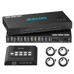 4K@60Hz HDMI KVM Switch USB 3.0 4 Computers 2 Monitors EDID Emulators,KVM Matrix Switch for 4PC Share 2 Displays and 4 USB 3.0 Ports SPDIF L/R Audio,Matrix/Mirro Mode,2USB Cable and Controller.