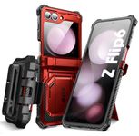 i-Blason for Samsung Galaxy Z Flip 6 Case with Stand, [Built-in Screen Protector] [Hinge Protection] [Belt-Clip], Full-Body Military Protection Phone Case for Samsung Z Flip 6/ Flip 5, Armorbox, Ruddy