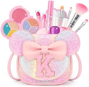 Kids Makeup Kit for Girls - 15 Pcs Real Washable Make Up Set - Non Toxic Toddlers Cosmetic with Letter Purse - Dress up Birthday Gifts for 3 4 5 6 7 8 Years Old Girls - Glitter Rainbow K