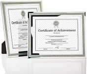 Meetart Silver Glitter Crystal Sparkle Mirror Glass Certificate Frame Document Frame8.5x11 inch Pack of 2 Pieces…