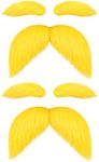 AONSOULE 2 Packs of Yellow Fake Mustaches and Eyebrows, Funny Costume Accessories, Self-Adhesive Mustache for Cosplay, Halloween, World Book Day, Fancy Dress Parties, Festivals
