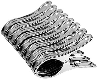 8 Pezzi da 12 cm Mollette Grandi, in Acciaio Inossidabile, Clip per Asciugamani e per Lettini da Spiaggia (Argento)