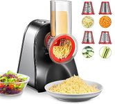 FOHERE Electric Cheese Grater, Electric Grater Shredder with 4 Interchangeable Cones, One Touch Easy Control, Multi Salad Maker for Vegetables, Cheeses and Nuts, 150W