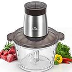 Bear 2L Food Processors 300W Electric Vegetable Chopper Glass Container with 4-304 Stainless steel Knife for Meat, Smoothie, Onions, Fruit, Vegetables