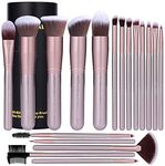 BS-MALL Makeup Brush Set 18 PCS Premium Synthetic Kabuki Foundation Eyebrow Eyeshadow Concealer Blending Eyeliner Comestic Brushes Champagne (Purple Silver)