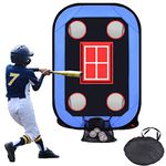 Baseball Pitching Target Net, Pop Up Baseball Pitching Net, Portable Baseball Hitting Net with Strike Zone, Baseball Practice Equipment for Kids with Carry Bag