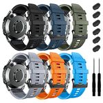 6 Pack 22mm Sport Watch Bands Compatible with Garmin Fenix 7/Fenix 7 Pro/Fenix 6 Pro/Fenix 6/Fenix 5 Plus/Fenix 5 Watch Band Replacement,Soft Silicone Straps for Forerunner 965/955/945/935/Approach