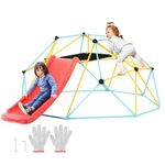 VEVOR Climbing Dome, 8FT Geometric Dome Climber with Slide, for Kids 3 to 9 Years Old, Jungle Gym Supports 600LBS and Easy Assembly, with Climbing Grip, Outdoor and Indoor Play Equipment for Kids