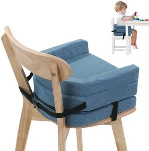 ROYALAY Toddler Booster Seat for Dining Table, Adjustable Height Booster Seat Pad for Kids Chair, 5.3inch Portable Booster Cushion with Straps, Travel Booster Seats for Baby Child Boys Girls(Blue)