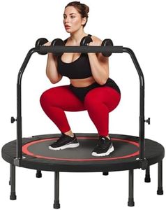 Rebounder Mini Trampoline, 48'' Foldable Trampoline for Adults Heavy-Duty 500lbs with Adjustable Foam Handle,Exercise Fitness Trampoline Indoor/Garden Workout