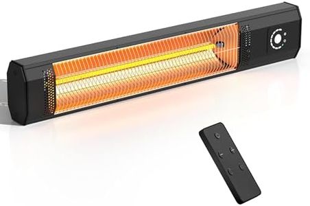 34" Wall-Mounted Electric Patio Heater, 1500W Infrared Outdoor Heater with Motion Sensor & Remote, IPX5 Waterproof, 9 Heat Levels, 9H Timer, Indoor Garage Backyard Deck Patio Heaters