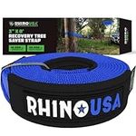Rhino USA Tree Saver Tow Strap (3" x 8') - 31,518lb Break Strength - Emergency Recovery Strap Winch Extension for Truck, UTV, ATV & More - Heavy Duty Straps Compatible with Jeep, Ford, Toyota (Blue)