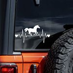 Horse Running Heartbeat Decal Vinyl Sticker Auto Car Truck Wall Laptop | White | 8" x 4"