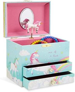 Jewelkeeper Unicorn and Rainbow Musical Jewelry Box with 2 Pullout Drawers, The Beautiful Dreamer Tune