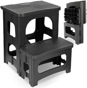 Folding 2 Step Stool, SAILESI Non-Slip Portable Fold Stools, Capacity of 300lbs, Collapsible Footstool for Adults or Kids, Stepstool for Home Kitchen Bedroom Office Bathroom Toilet Potty Training