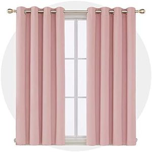 Deconovo Blackout Curtains Thermal Insulated Window Treatments Grommet Top Drapes Room Darkening Panels,52 x 63 Inch-1 Panel,Coral Pink