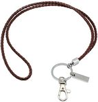 Office Lanyard, Boshiho PU Leather Necklace Lanyard with Strong Clip and Keychain for Keys, ID Badge Holder, USB or Cell Phone (Brown)