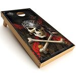 Skin Decals Vinyl Wrap for Cornhole Game Board Bag Toss (4 pcs.) Includes Dry Erase Marker and Scoreboard | Anne Stokes Pirate Skull