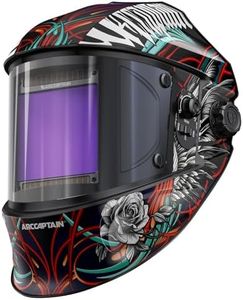 ARCCAPTAIN Large Viewing Screen 3.93"X3.66" Welding Helmet, True Color 1/1/1/1 Solar Power Auto Darkening Welding Hood with 4 Arc Sensor, Wide Shade 4/5-9/9-13 for TIG MIG ARC, Brambles