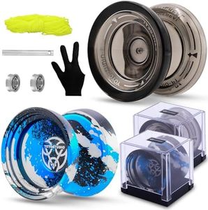 YOYOSTUDIO Professional Yoyo for Kids/Adults, Pack of 2 Yoyos, Responsive Yoyo V22 & P1, Dual Purpose Yo Yo for Beginner/Advanced, Extra 10 Yo-Yo Strings + 2 Case + Unresponsive Yoyos Bearing Kit