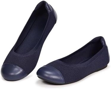 Frank Mully Women's Ballet Flats Round Toe Walking Flats Slip On Work Shoes Knitted Flats Shoes for Woman Soft Lightweight, 6045navy, 8