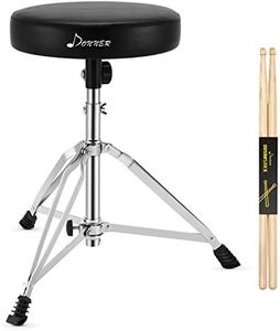 Tabouret de Batterie avec Baguettes en Bois d'érable, Tabouret de Batterie Donner, Hauteur réglable 48-58 cm pour Batterie électronique, Batterie, Charge maximale 90 kg