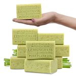 Australian Botanical Soa Lemongrass & Lemon Myrtle 187g (6.6 oz) Natural Ingredient Soap Bars | All Skin Types | Shea Butter Enriched - Pack of 8