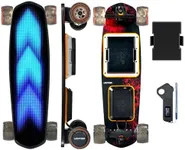 Uditer Pixel Mini Electric Skateboard - LED Screen Deck, DIY App Image Support/28MPH, 13 Miles Range, 2 * 600W Hub Motors/Removable Battery, Ideal for Beginners (Contains 1 Battery)