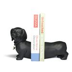 2-Pc Dog Bookend Set in Black