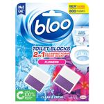 Bloo New Toilet Blocks, Pack of 2, Toilet Limescale Remover Cistern Block, Toilet Cleaner Block with Cleaning and Foaming Action, Toilet Fresheners â€“ Fresh Flowers