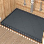 Under Sink Mat, 34" × 22" Silicone Under Sink Liner Drip Tray, Kitchen Cabinet Protector Mat for Drips, Leaks, Spills, Fits 36'' Standard Bathroom Cabinets Vanity (Dark Grey)