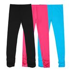 BIENZOE Stretch Girls Legging for School: Kid Toddler Yoga Dance Cotton Tights 3pcs Set Black/Rose/Blue Size 6(5-6 Years)