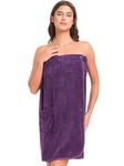Vislivin Wrap Bathrobe for Women Shower Wrap Towel Bath Body Wrap Towel with Adjustable Snap Closure Purple S/M