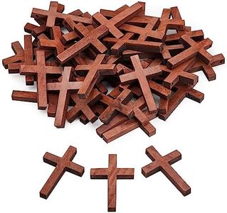 Genie Crafts 50 Pack Bulk Small Cross Set for Crafts, Wooden Cross Charms for Christian Baptism, Easter, First Communion, Rosary (1 x 2 In)