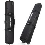 MARITTON Double Rolling Ski Bag with Wheels, Padded Ski Bag for Air Travel to Hold 2 Pairs of Skis up to 175 or 190 cm. (Black, 190cm)