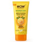 WOW Skin Science Japanese Yuzu + Vitamin C with Ceramide Brightening Face Wash | 500x Vitamin C | For Strengthened Glowing Skin | Paraben-Free Gentle Cleanser with Orange Peel & Camu Camu | 100ml