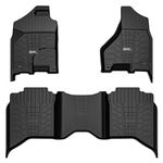 3W Floor Mats Fit for 2013-2018 Dodge Ram 1500/2500/3500 Crew Cab, 2019-2022 Dodge Ram 1500 Classic Crew Cab All Weather TPE Custome Fit Accessroies Floor Liner for Ram Full Set Car Mats